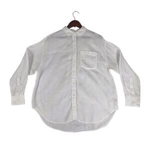 J.CREW WOMENS BAIRD MCNUTT IRISH LINEN OVERSIZED SHIRT SIZE MP WHITE LONG SLEEVE